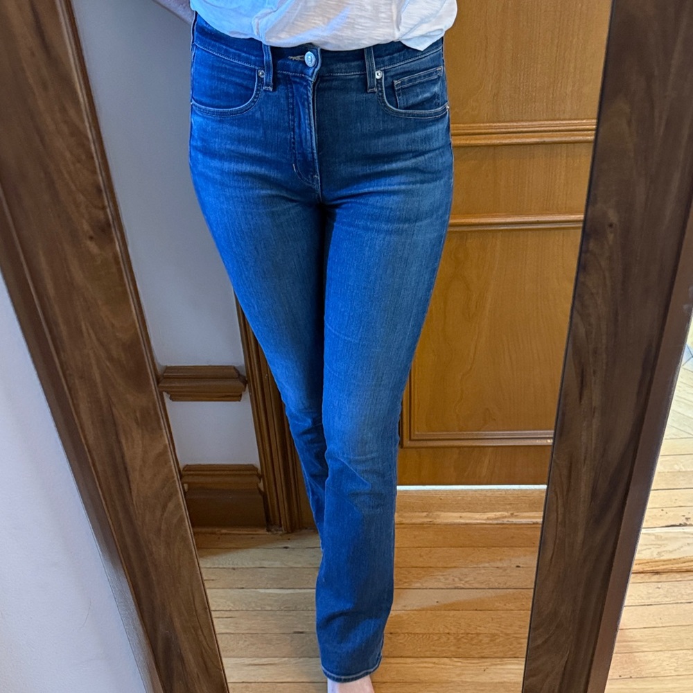 Veronica Beard Beverly High Rise Skinny Flare Jeans 27 Bright Blue